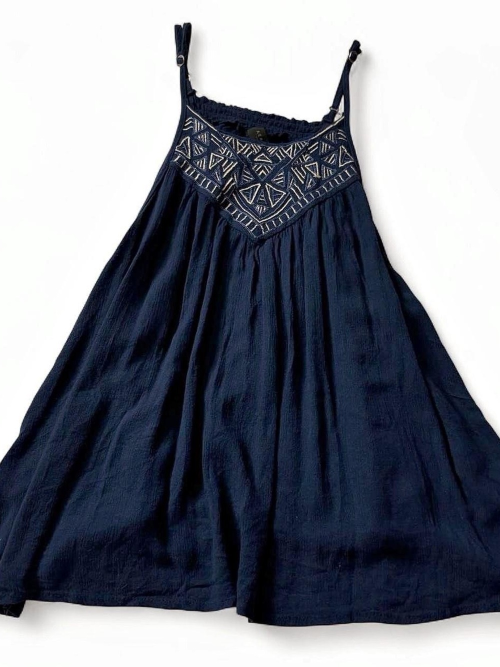 Aeropostale Navy Embroidered Yoke Spaghetti Strap Camisole